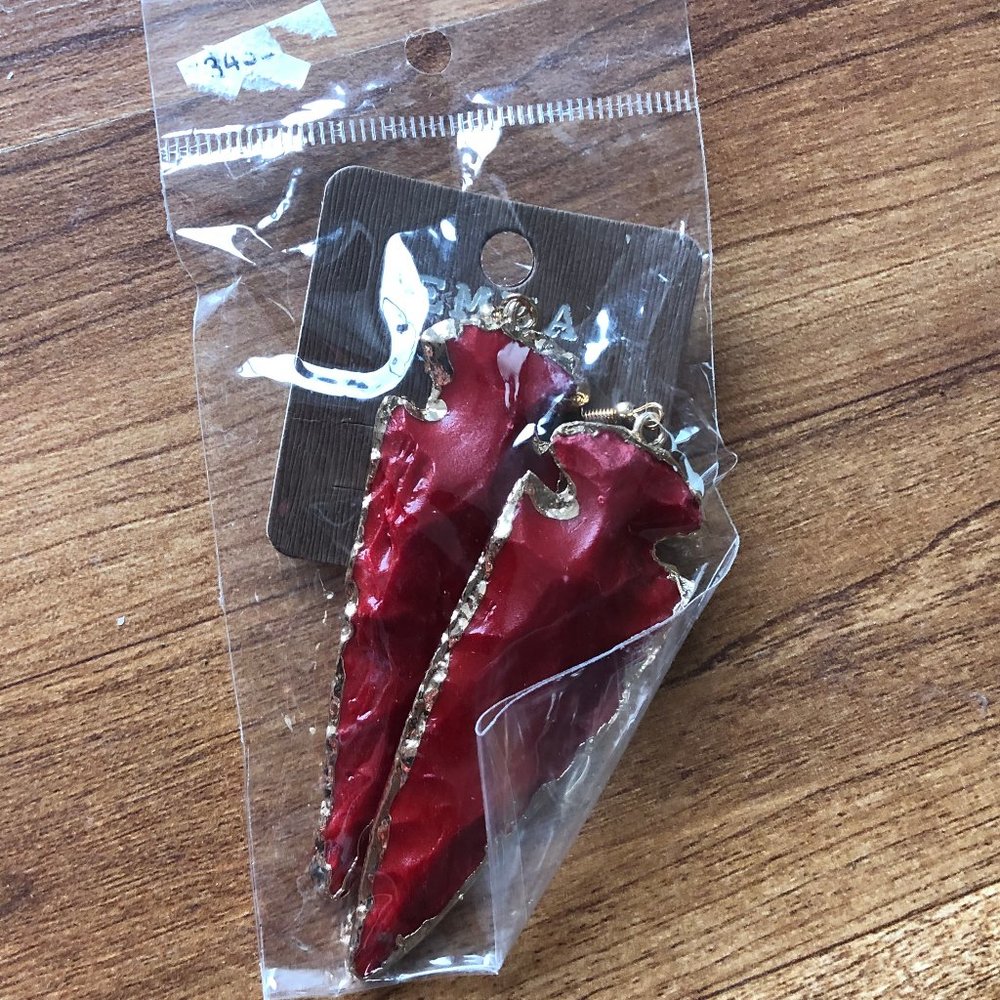 Red Arrow Head Earrings
